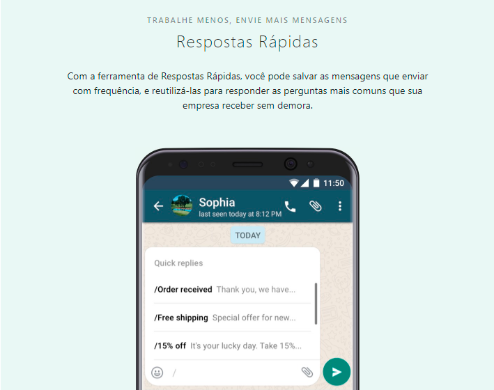 Respostas rápidas - Whatsapp Business