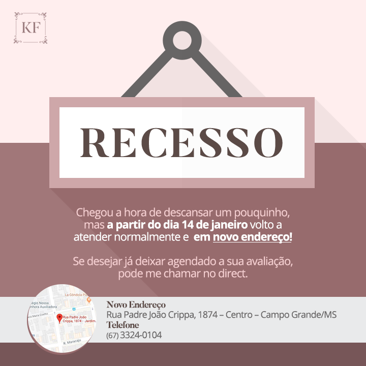 Comunicado de Recesso e Novo Endereço