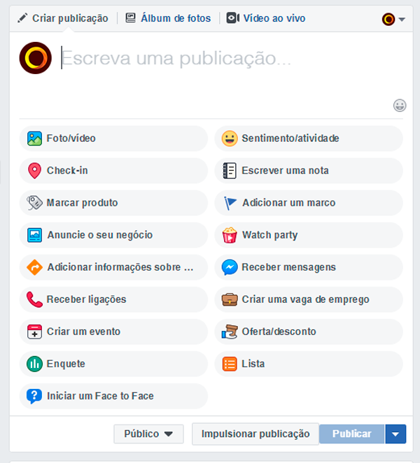 Recursos de Publicação do Facebook