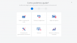 Categorias do suporte do Facebook para Empresas