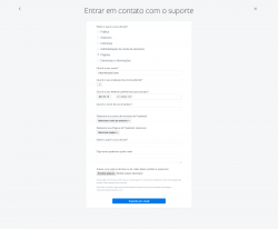 Formulário - Suporte por e-mail Facebook para Empresas