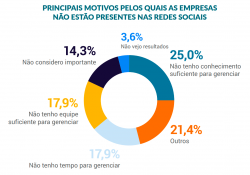 Estatísticas sobre os principais motivos pelos quais as empresas não estão presentes nas redes sociais.